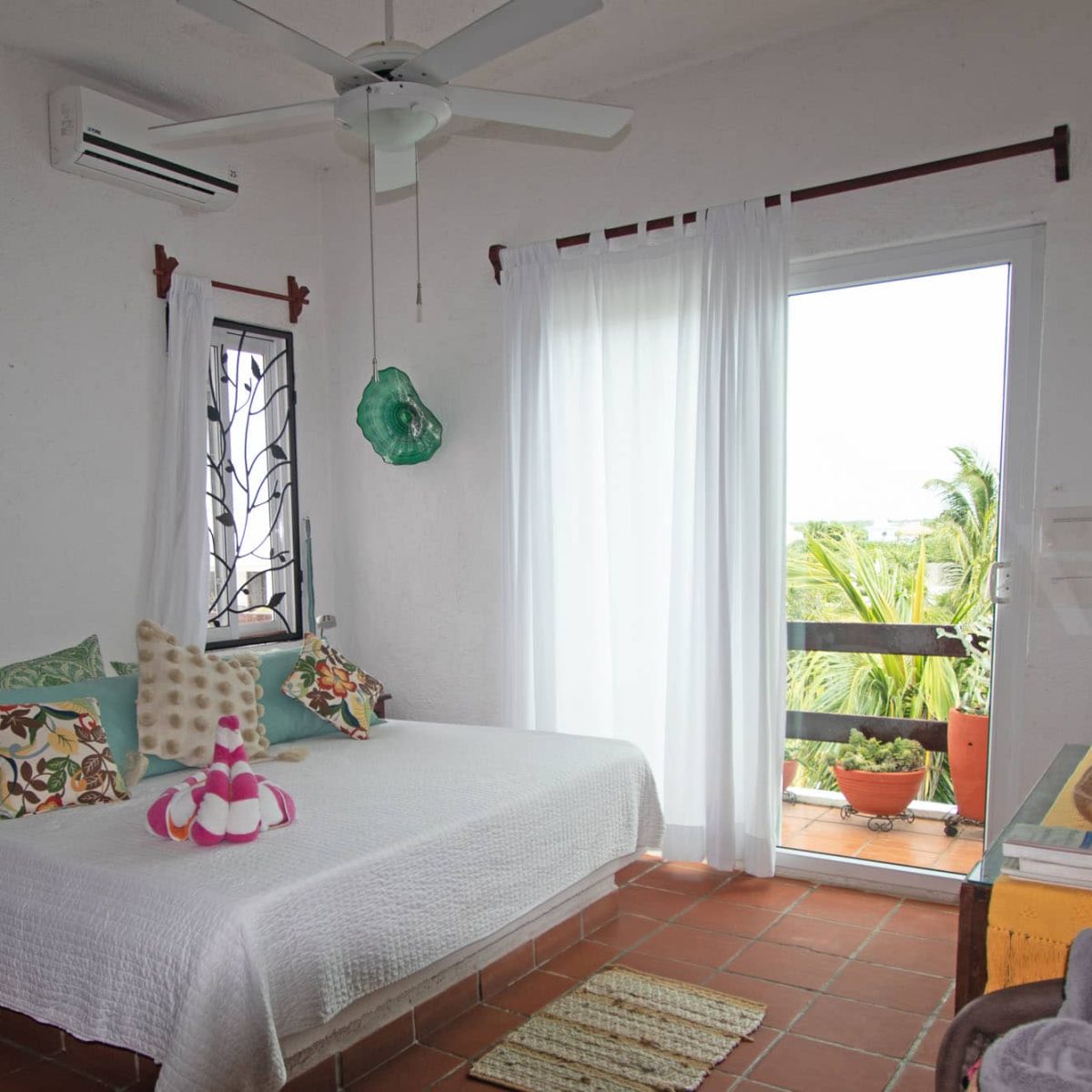 Azul Cielo, La Sirena #12, The Garden Side Bedroom IS Spacious With a Gorgeous Antique Carved Dresser